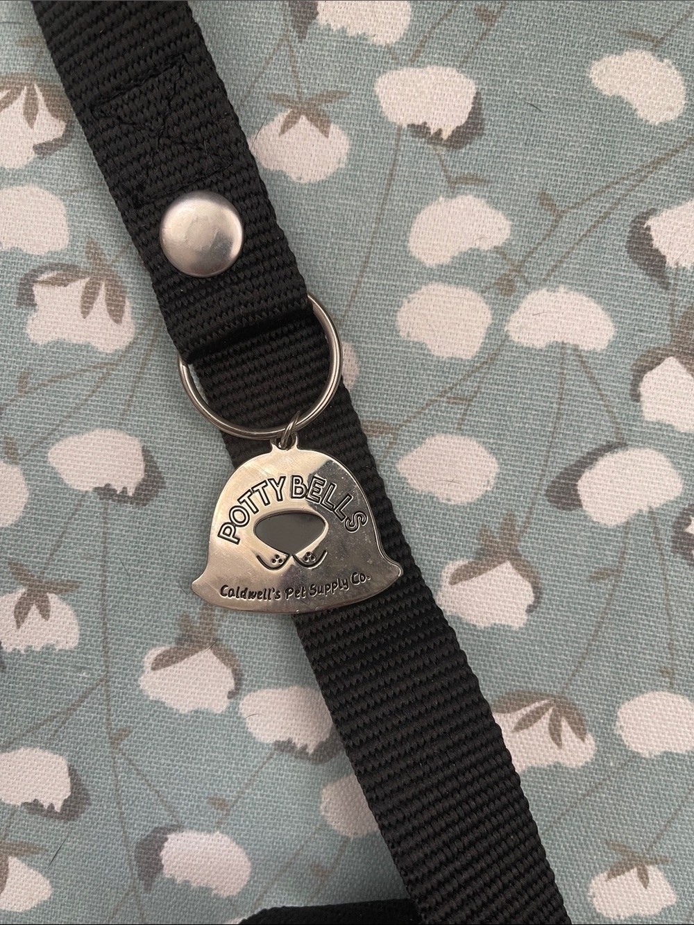 Potty Bells Black Nylon Bell Strap with Silver Jingles and Logo Tag